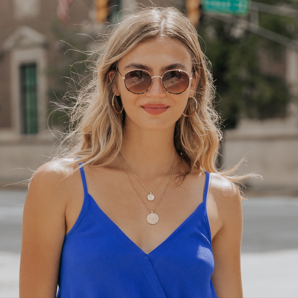 Blue Wrap Style Tank Top